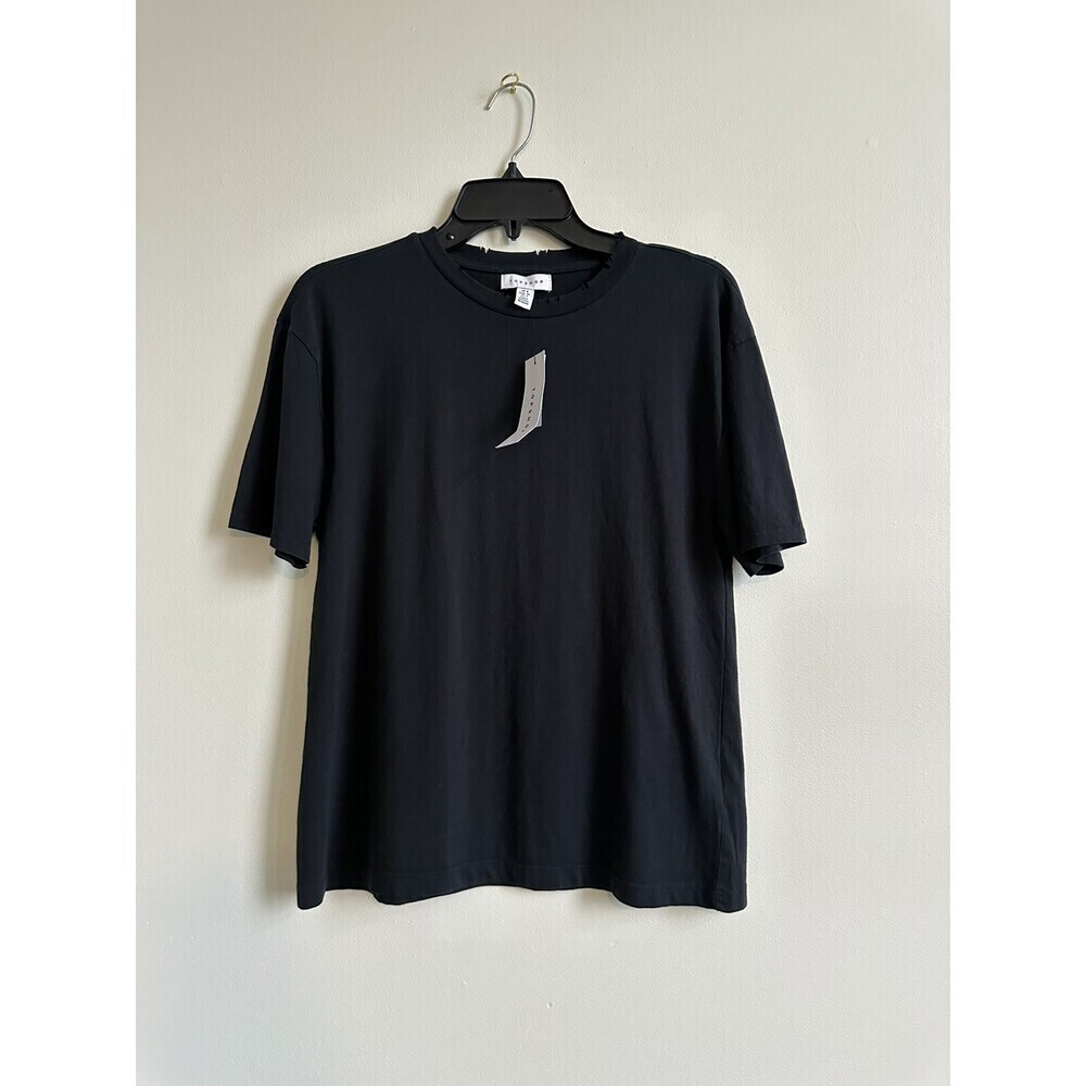 Topshop Women's Boxy Nibbled Neckline T Shirt In Black Size 4